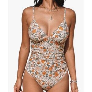 CUPSHE Women's One Piece Swimsuit Tummy Control V Neck Bathing Suits NWT